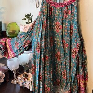 Cato Teal and Pink Floral Blouse